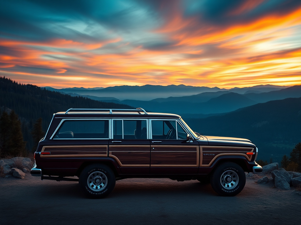 Jeep Wagoneer full-size SUV parked at a scenic overlook